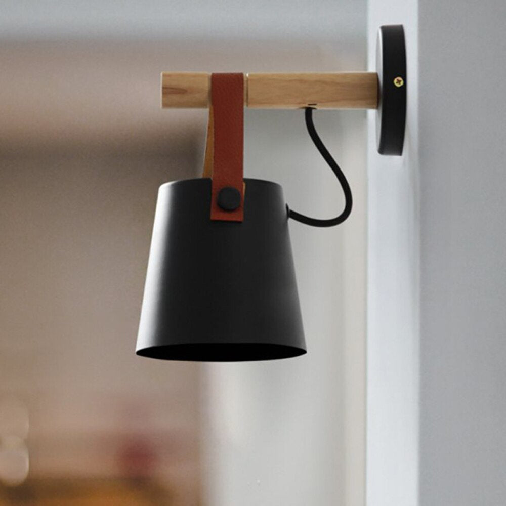 Nordic Wooden Hanging Wall Lamp