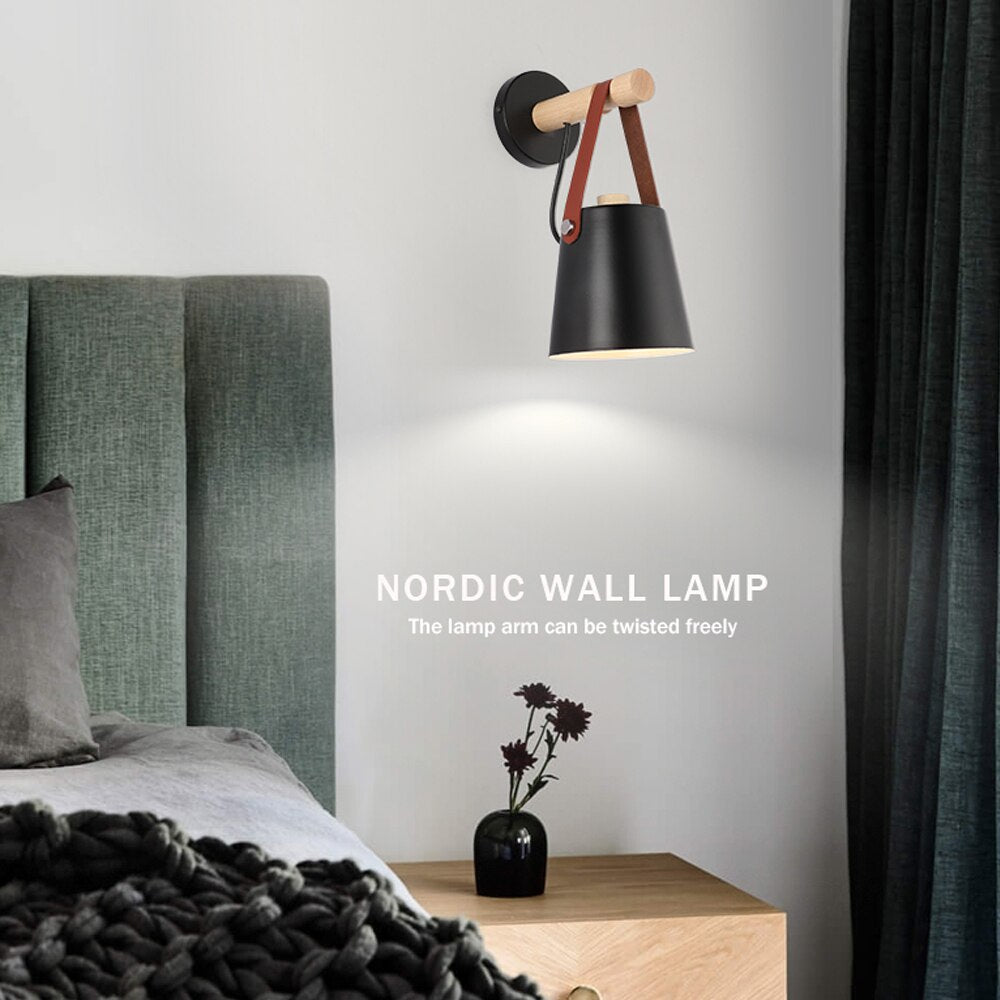 Nordic Wooden Hanging Wall Lamp